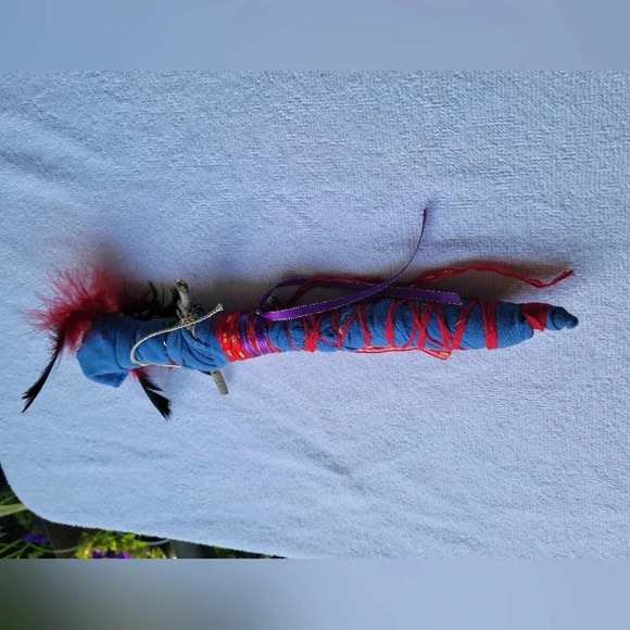 Homemade Doll with red feathers and googly eyes - Picture 7 of 10